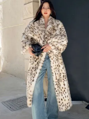 Women's Warm Luxury Leopard Faux Fur Coat